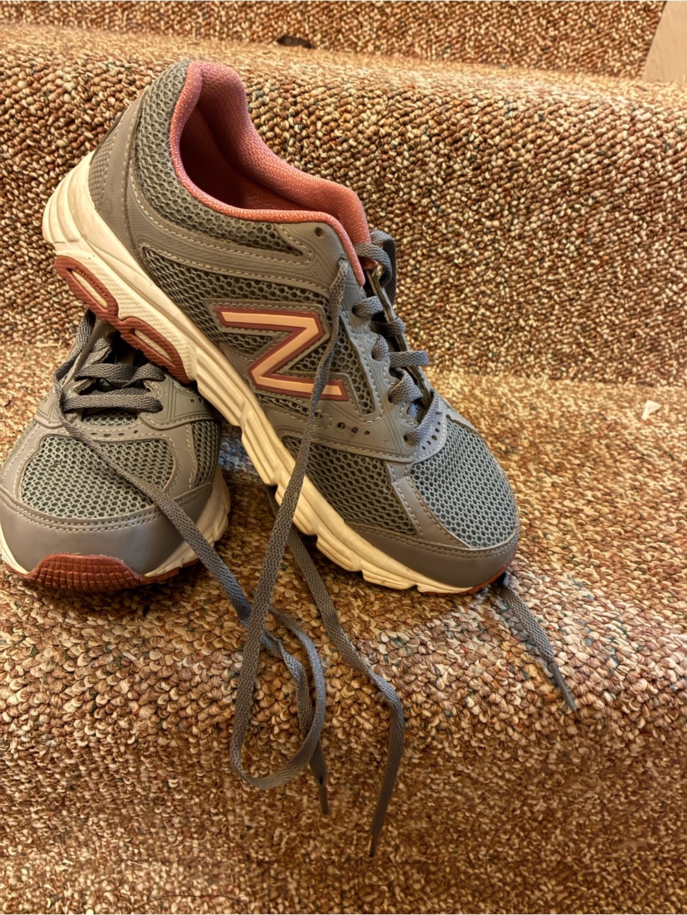 New Balance Gray & Rose Pink Athletic Sneakers